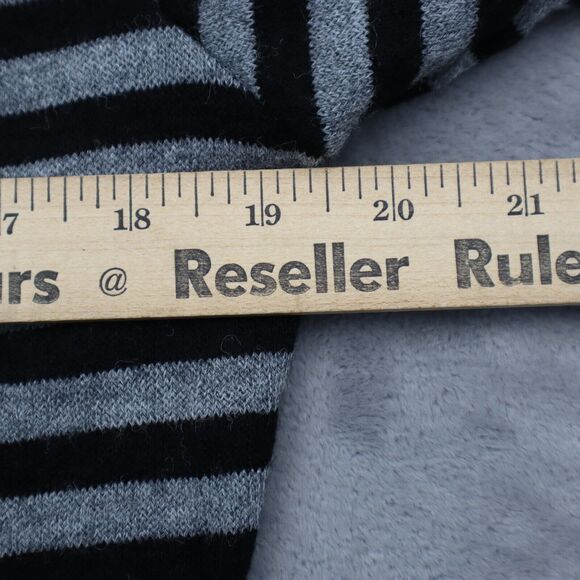 Areve Sweater Womens L Black Gray Cardigan Long Sleeve Stripe Button Knit Lace - Picture 4 of 16